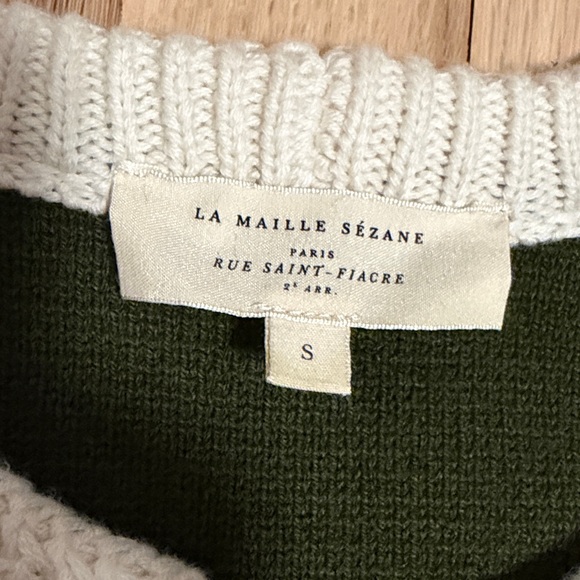Sezane Green and Cream Brielle Cardigan - Picture 4 of 6